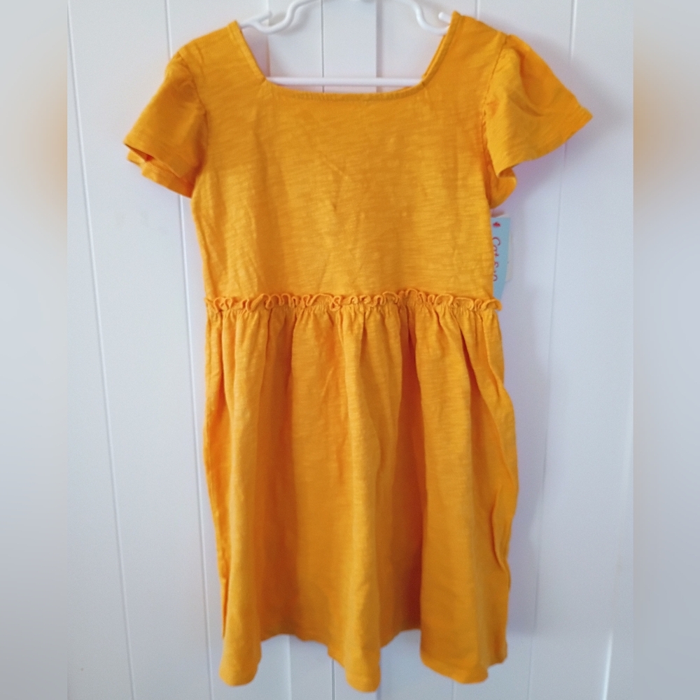 Cat & Jack Yellow Short-Sleeve Gathered Waist Casual Dress